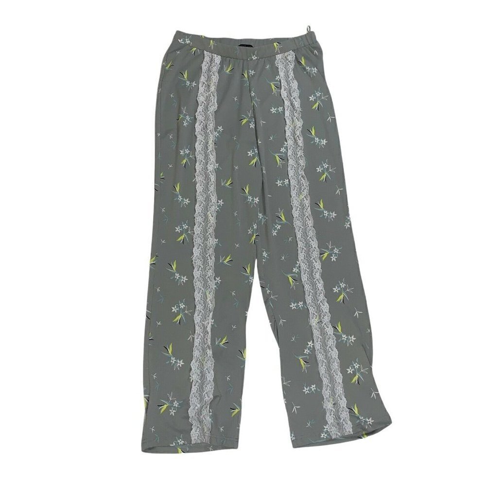 Nanette Lepore Women's M Medium Lounge Pants Floral Print Lace Accents Stretchy